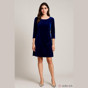 Signature Collection Velvet Green Dress, Large 12-14, PTP 22”, Length 40”